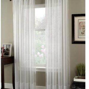 Curtainworks Soho Voile Curtain, Polyester Sheer Poletop 1 Panel, Winter White